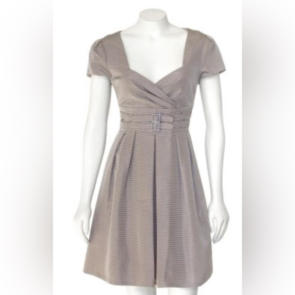 New Nanette Lepore Taupe Taffeta Cocktail Dress with Crystal Accents 12